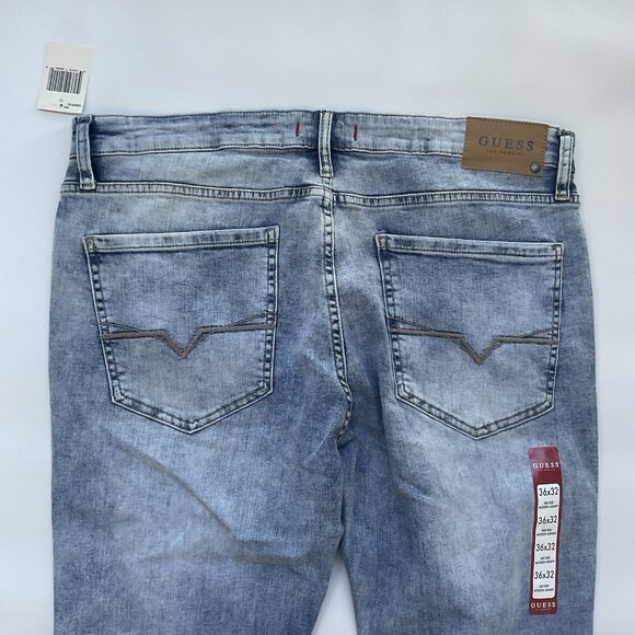Guess Men’s Modern Skinny Jeans Destroy Stretch Denim Light Blue Size 36X32 - Picture 8 of 11